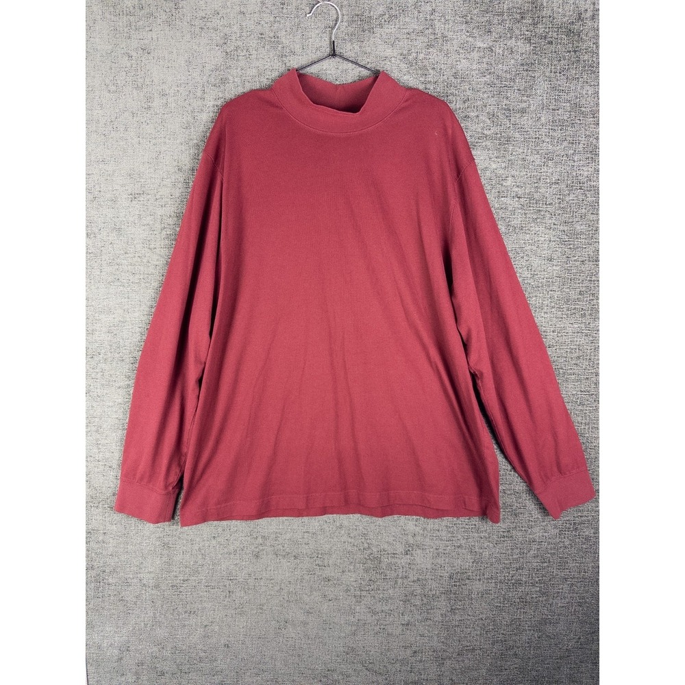 LL Bean Sweatshirt Mens XL Burgundy Pullover Solid Turtleneck Classic‎